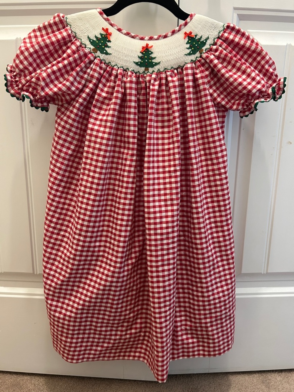 Dressie Jessie Smocking Red Gingham Hand Smocked Christmas Dress